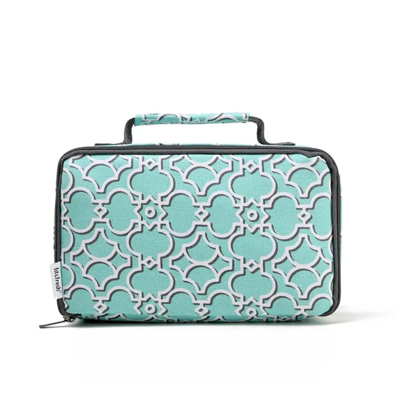 2.5L stylish printing canvas lunch bag portable small cooler ice pack thermal picnic box meal drink fruit insulated cool | Багаж и сумки