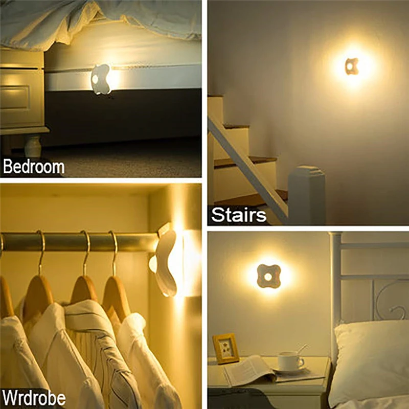 Rechargeable LED Night Light PIR Auto Motion Sensor Novelty Atmosphere Emergency Table Lamp for Kids Children White/Yellow | Лампы и