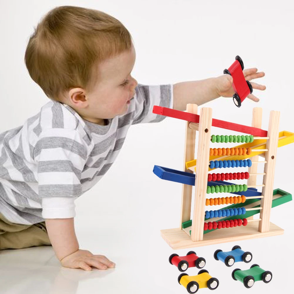 Multi-function Educational Wooden Colorful Abacus Drawing With 4 Toy Cars Creative Teaching Learning Slippery Math Toys | Игрушки и