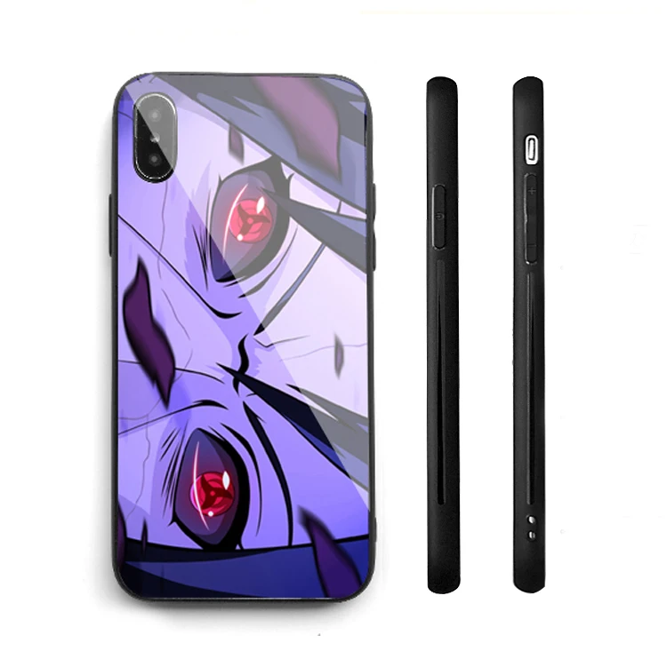 Наруто Саске написать круглый глаз Стекло чехол для телефона для iPhone 11 pro 8 7 6 Plus X Xs Max Xr мультфильм анимация Шаринган чехол