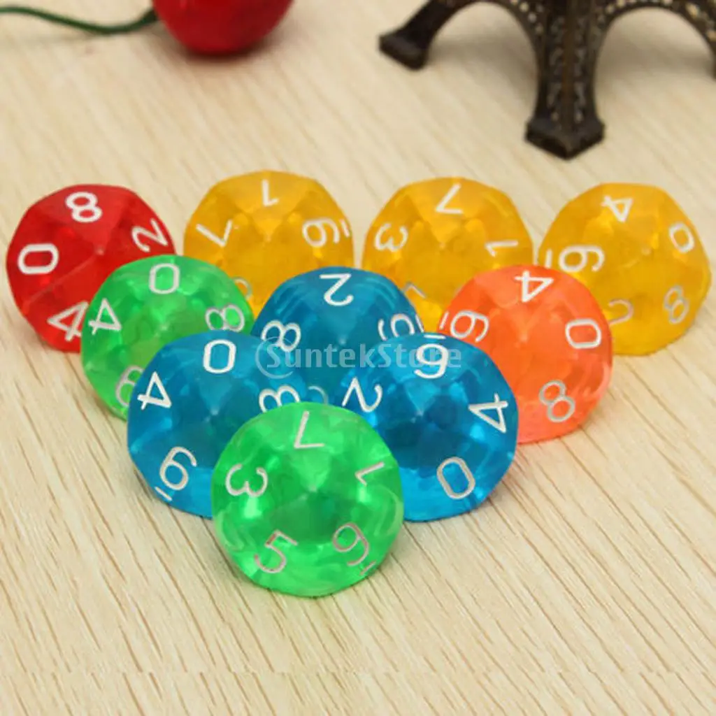 D10 10-сторонняя игральная кость из драгоценного камня для ролевых игр Подземелья и Драконы набор из 10 кубиков