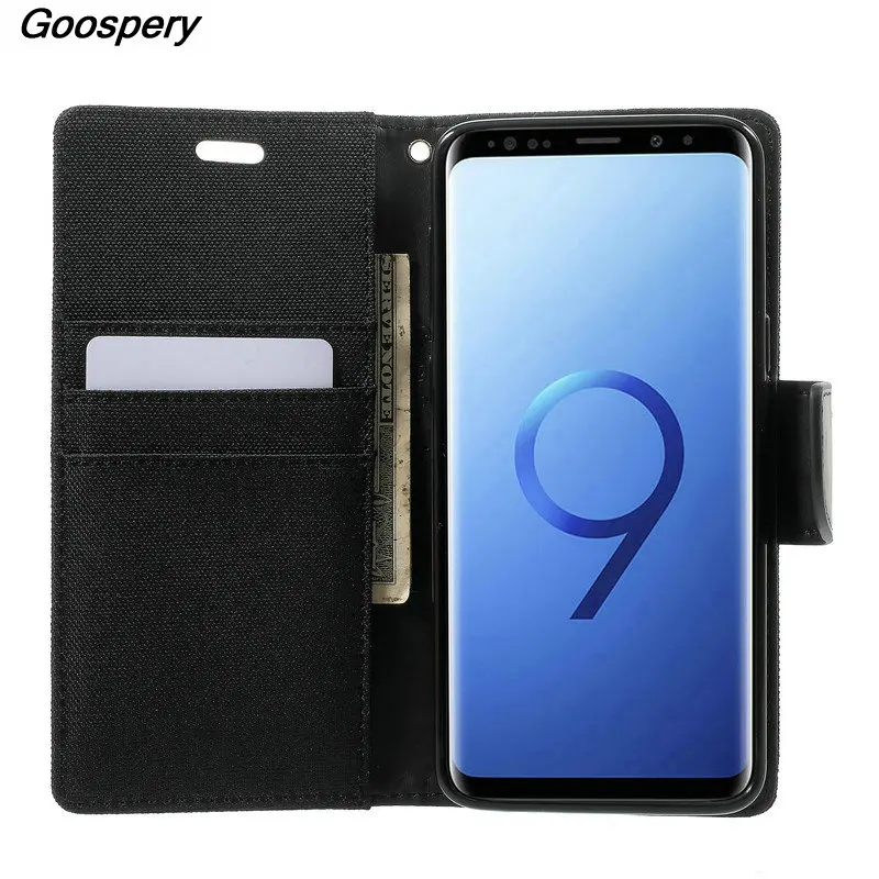 Для Samsung S9 чехол оригинальный Mercury Goospery холст дневник Стенд кожаный бумажник флип