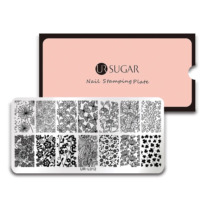 Ur Sugar круглый Квадратный шаблон для штамповки элегантный цветочный ромашка венок Цветы Серия маникюр Дизайн ногтей DIY пластины M05