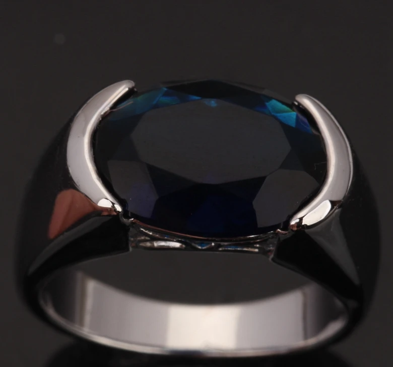 Простой овальной глубокий London синих камней Фиолетовый Цирконий 925 sterling