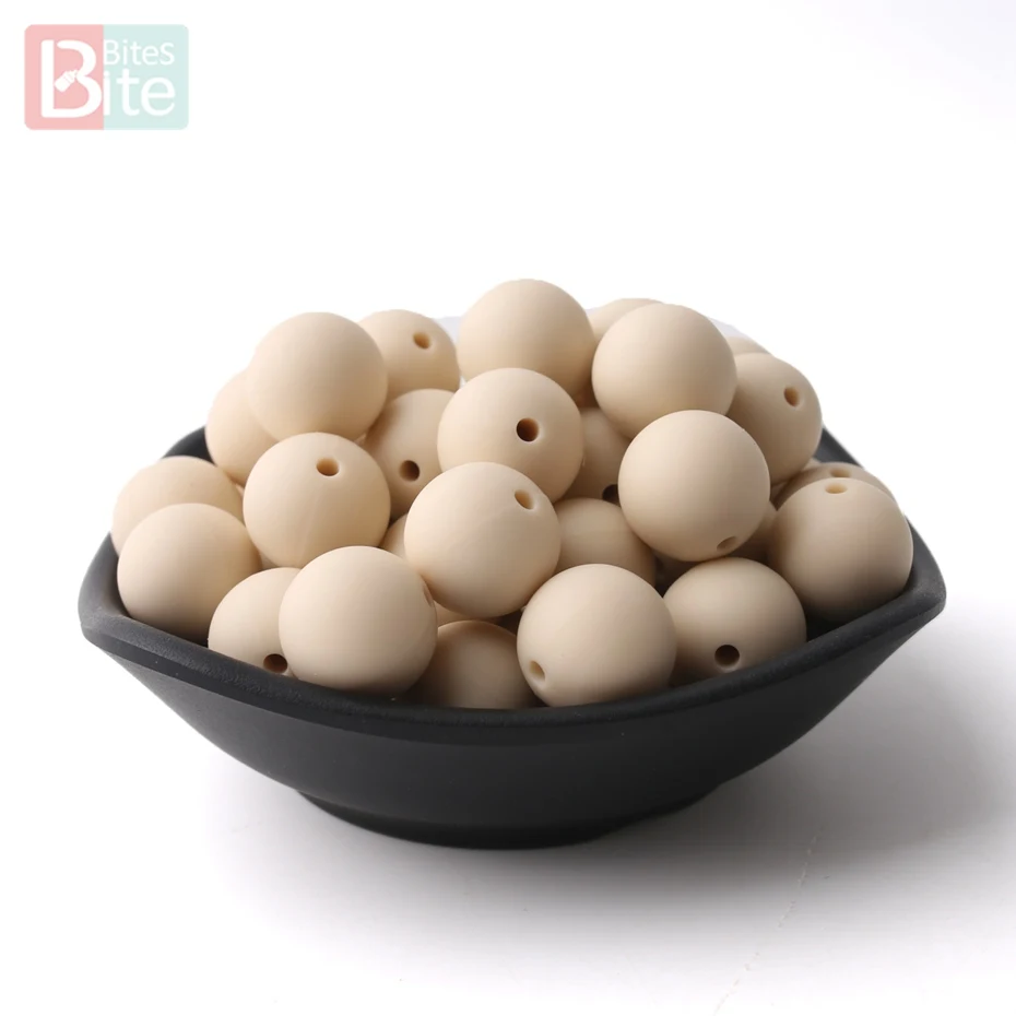 Beige Кусачки 12 мм 30 шт. Силиконовые Бусины DIY Детские Прорезыватели для зубов аксессуары для изготовления детских прорезывателей мягкие бусины без бисфенола цвет - Цвет: Beige