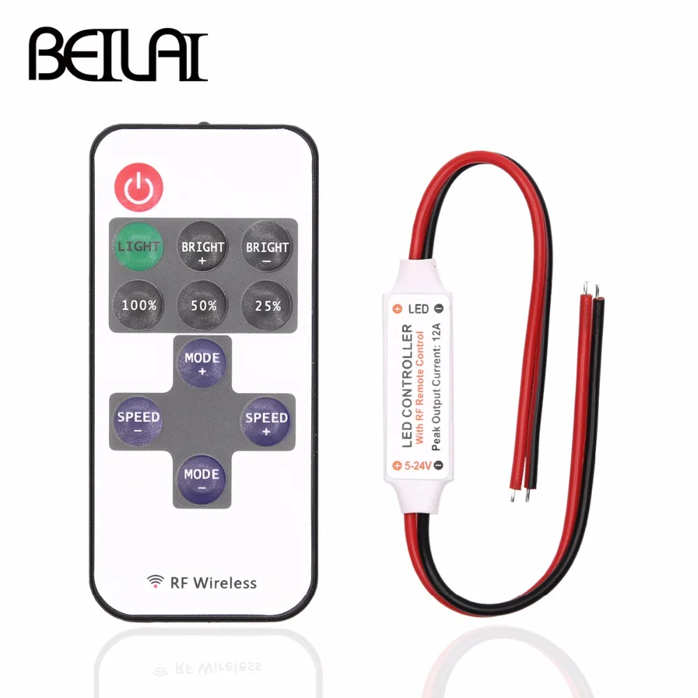 BEILAI DC 12 В одноцветный светодиодный диммер мини 11Key RF беспроводной пульт