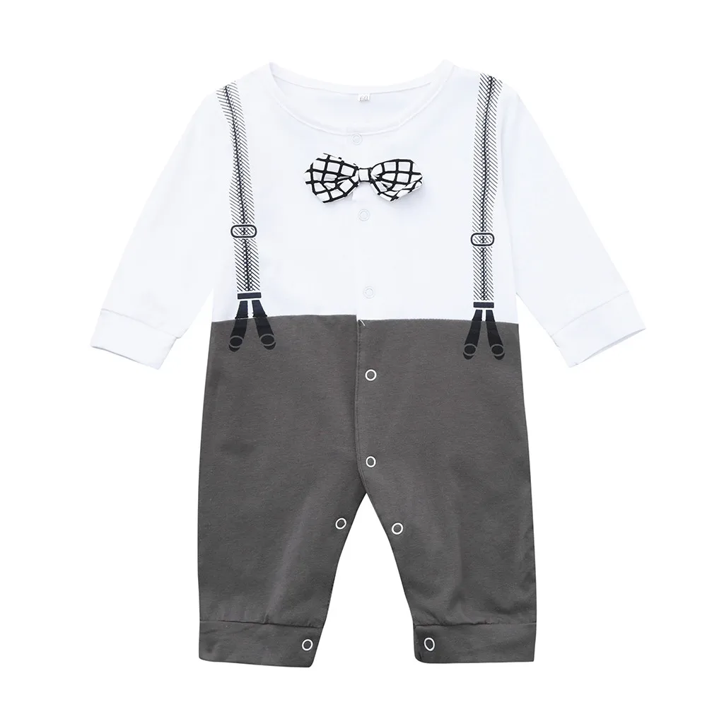 Детский комбинезон с галстуком бабочкой для новорожденных мальчиков и