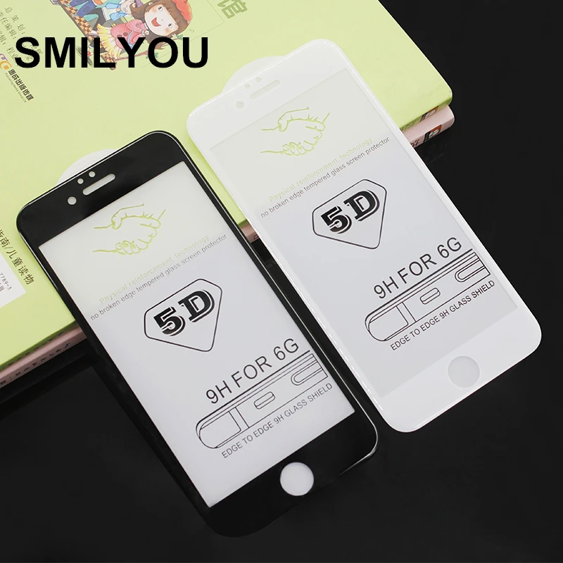 5D Защитная пленка для экрана SMILYOU с закругленными краями iPhone 6S 7 8 Plus полное
