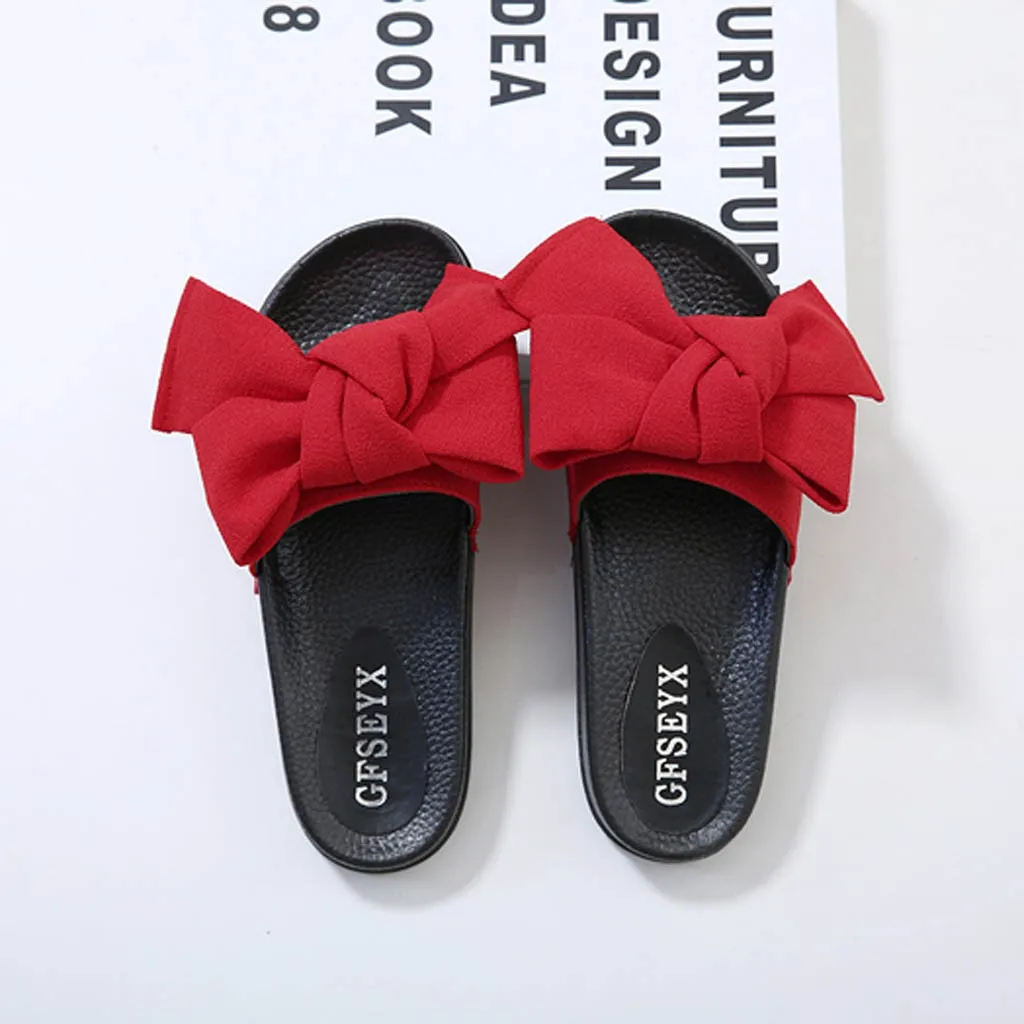 SAGACE/женские летние тапочки с бантом Модные повседневные домашние Пляжная обувь