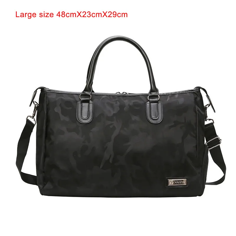 Black-Large Новая модная Дорожная сумка на короткие расстояния, водонепроницаемая сумка Оксфорд, большая вместительность, мужская и женская спортивная сумка, камуфляжная сумка для ручной клади - Цвет: Black-Large
