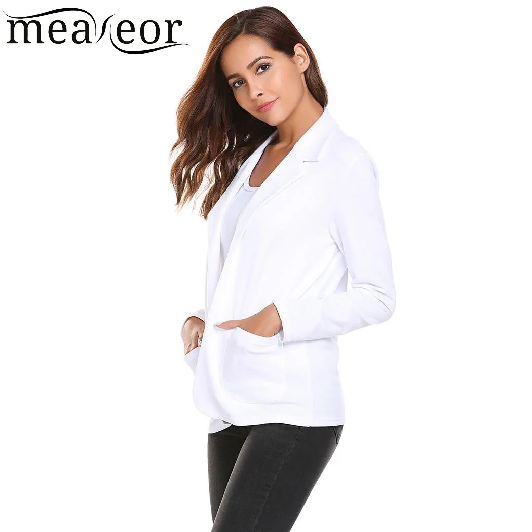 Meaneor Женский Осенний приталенный Блейзер куртки с карманами большие размеры 3XL XXXL