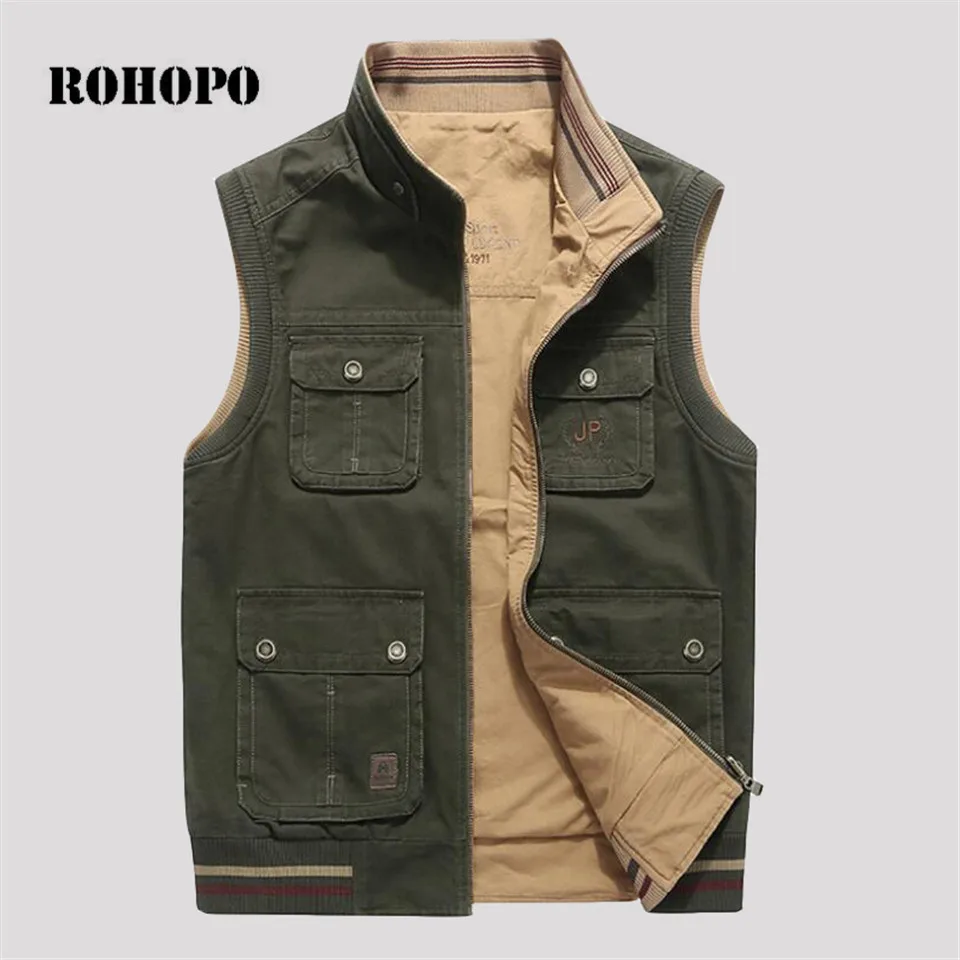 Мужской жилет с воротником стойкой ROHOPO 6xl/7xl/8xl больших размеров двухсторонние