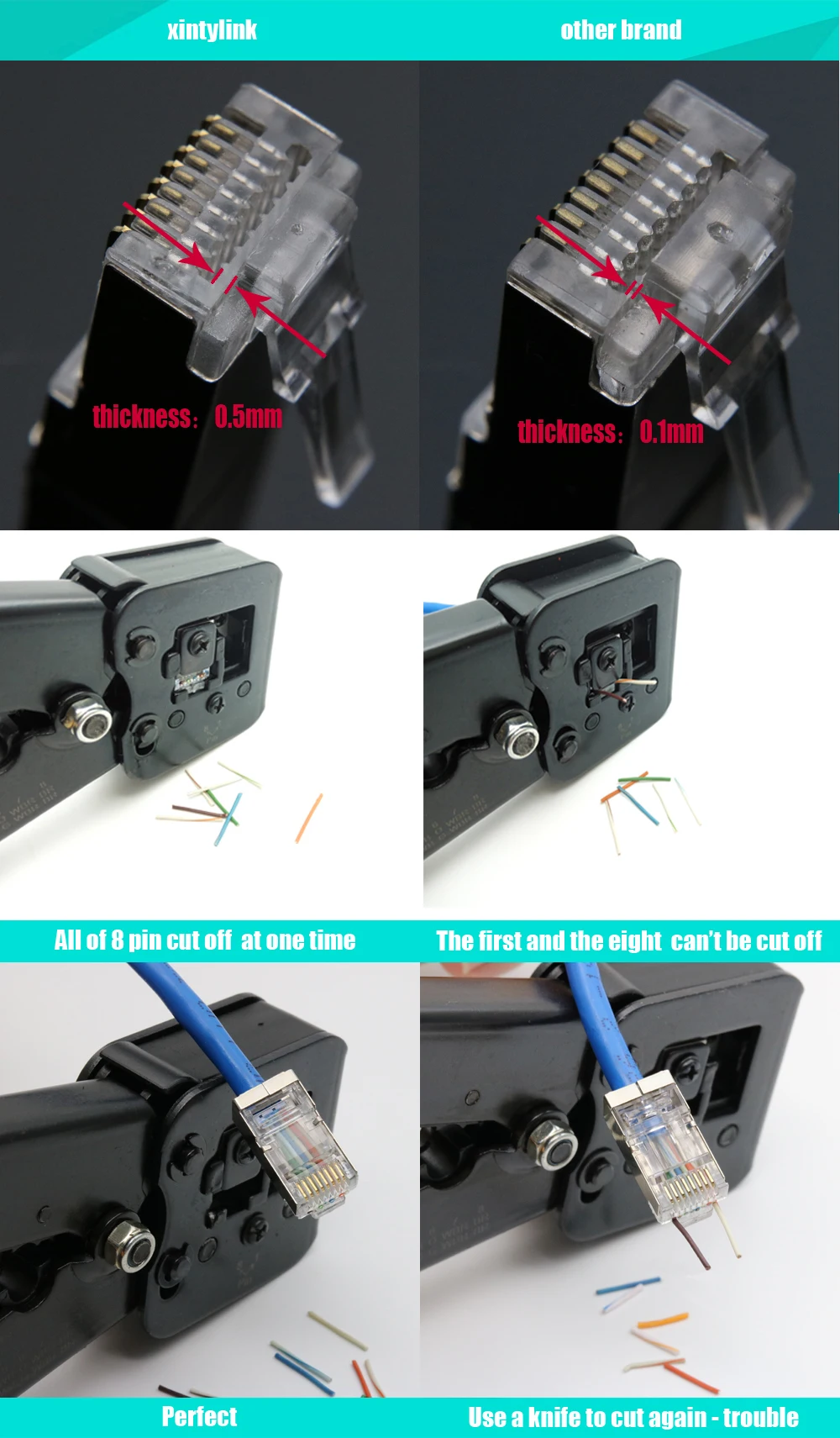 Xintylink EZ rj45 разъем ethernet кабельный разъем cat6 cat5e cat 6 rj 45 сетевой stp 8P8C позолоченный экранированный модульный 50 шт. 100