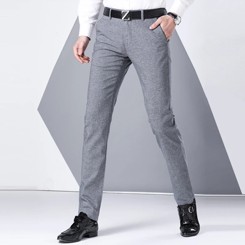 MuLS Brand Fashion Men Suit Pants Business Straight Spring Autumn Winter Classic Elastic Waist Formal Male Trousers |