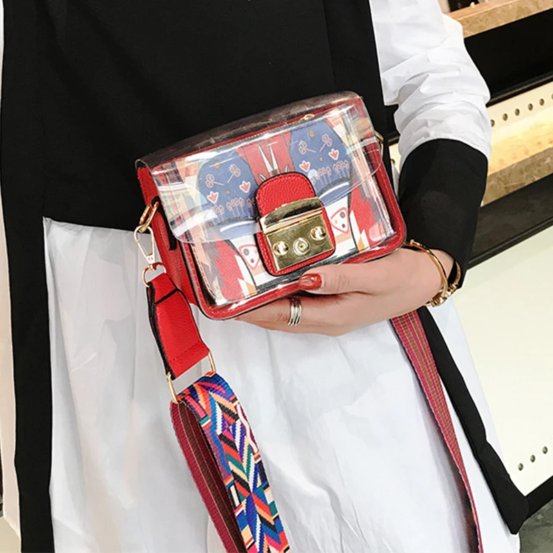 2018 Новинка для женщин модные прилив прозрачный сумка ремень корейский широкий