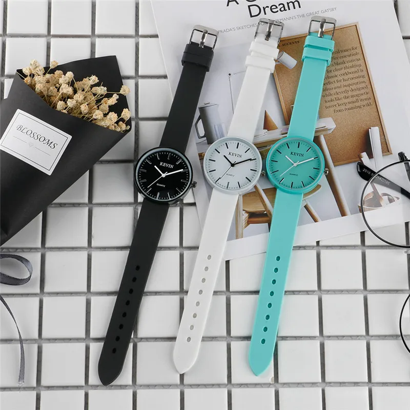 Женские кварцевые часы с силиконовым ремешком круглым циферблатом|clock fashion|watch