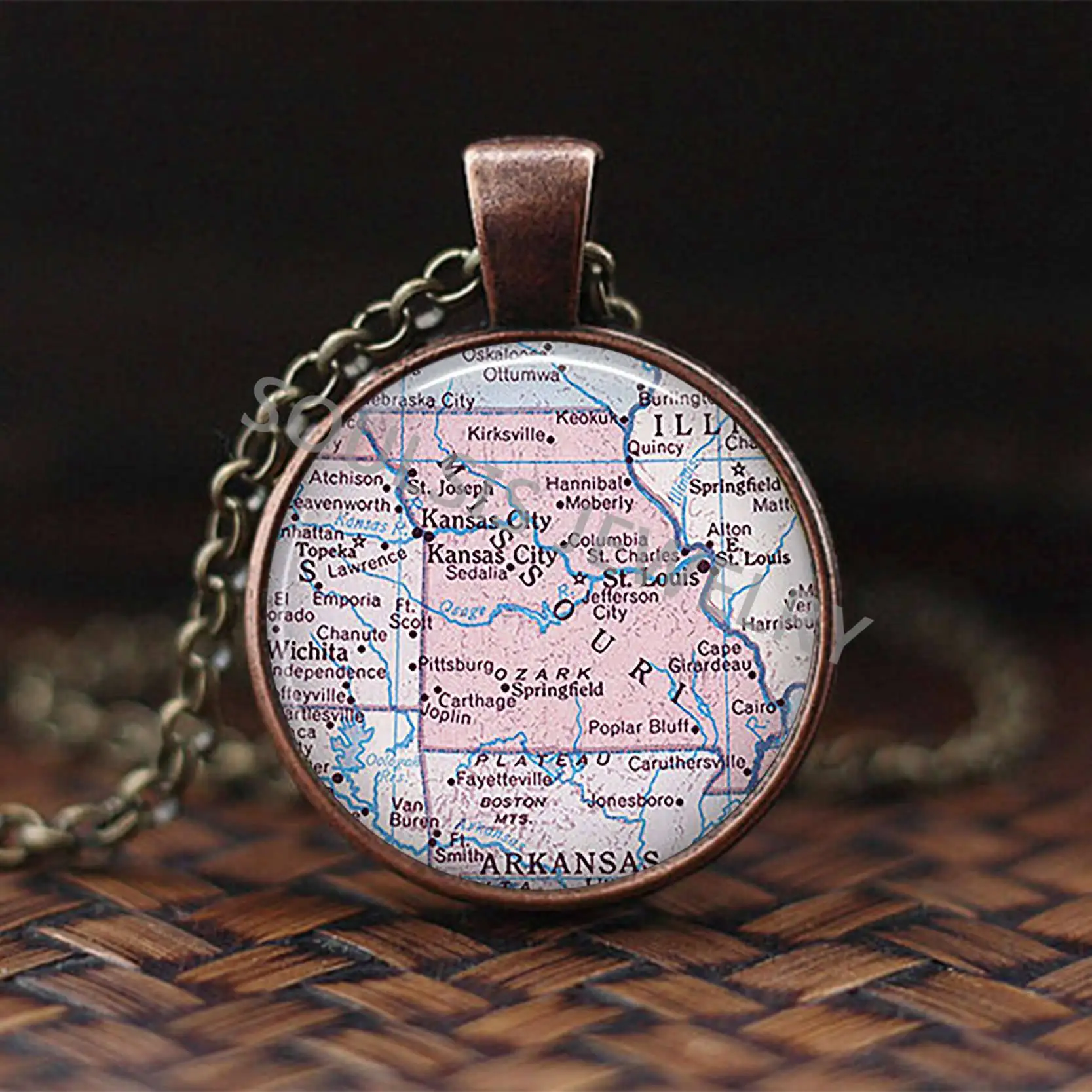 New Glass Dome Necklace Map Pendant Jewelry US State of Nebraska Vintage Handmade Cabochon Christmas Gift | Украшения и