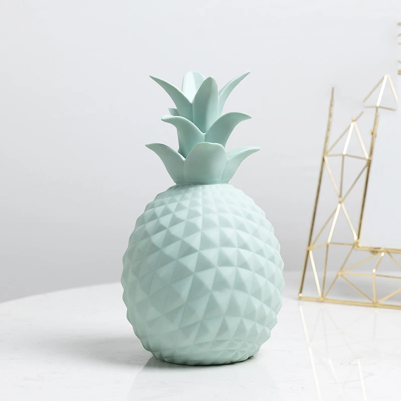 Green pineapple Скандинавские розовые и белые керамические фигурки слона, кролика, украшения для дома, креативные поделки, украшения в виде животных, современный свадебный подарок, D053 - Цвет: Green pineapple
