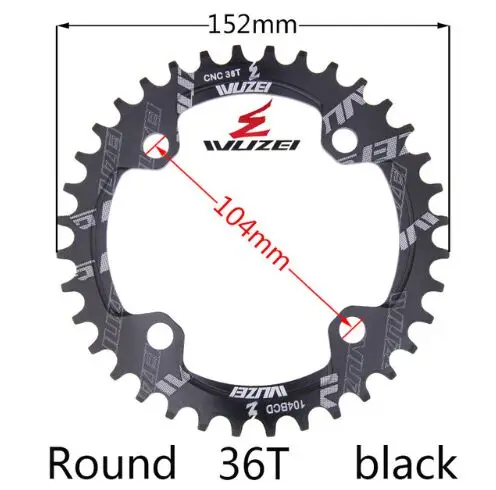 Black 36T Шатун MTB велосипед 1 скоростная система цепное кольцо шатун дорожный одиночный 104 BCD 32 T/34 T/36 T/38 T 11s 10s 9s 1*11 bmx цепное колесо - Цвет: Black 36T