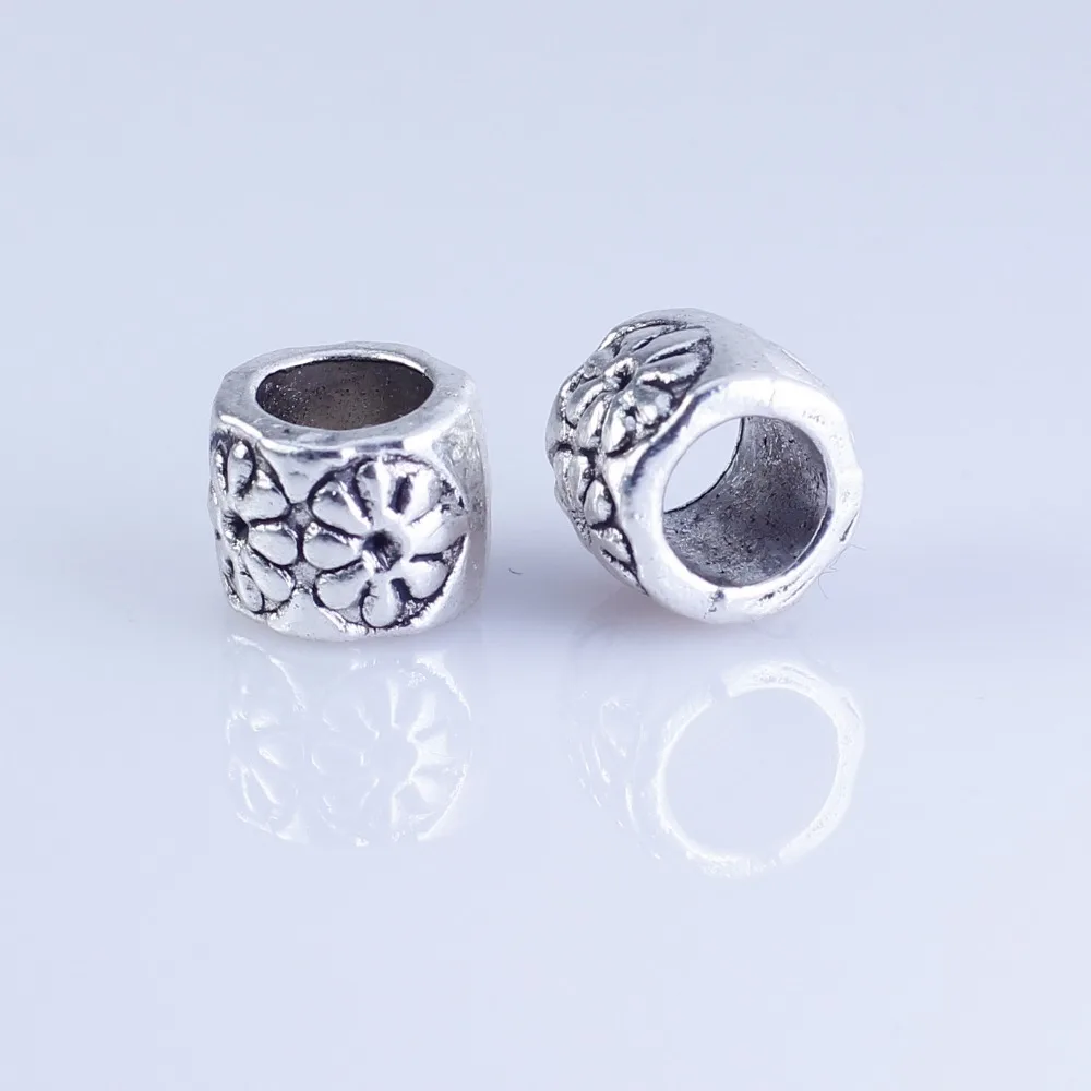 

Wholesale 50pcs silver plated round beads Big Hole Beads Fit style European Bracelet hole 5.5mm
