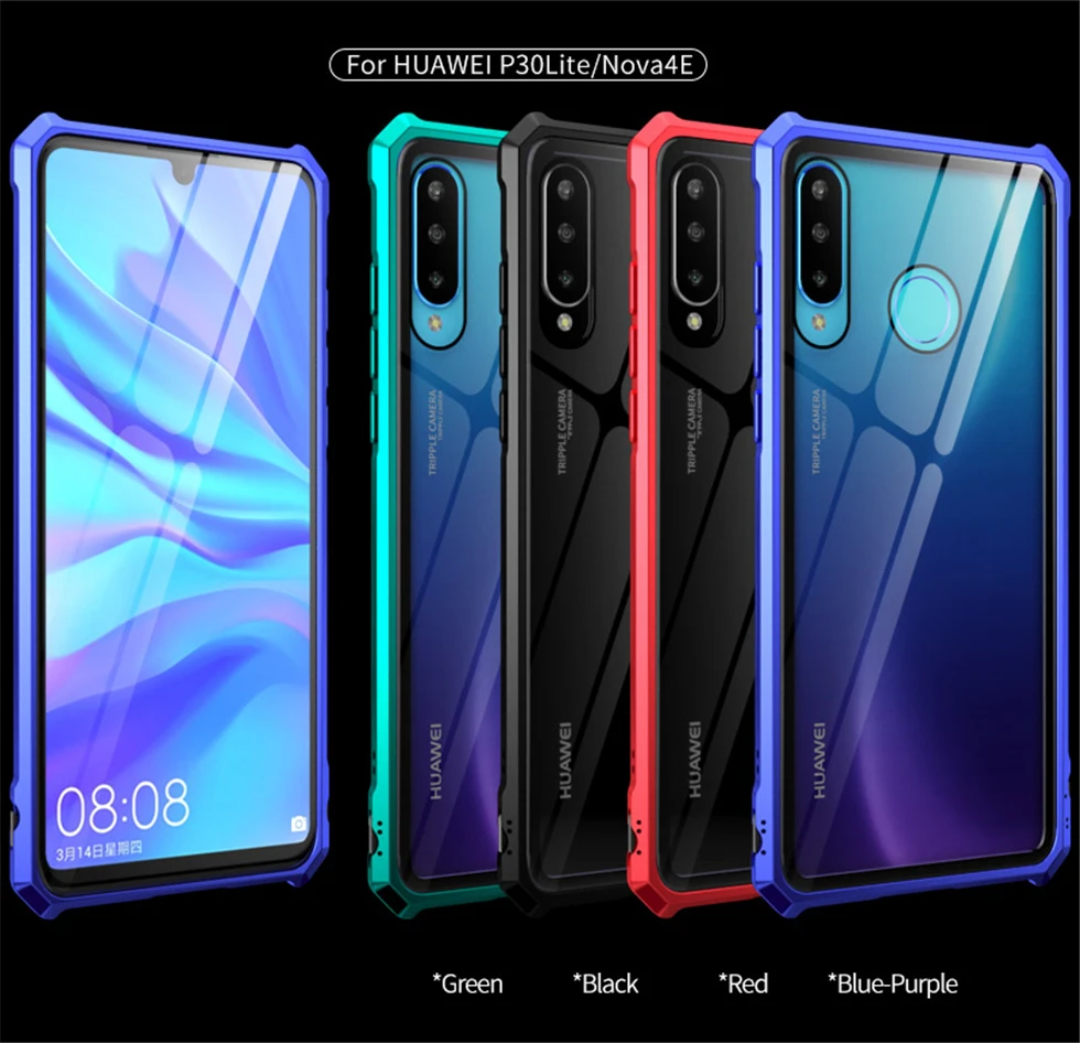 Роскошный металлический чехол для телефона huawei P30 Pro Lite, противоударный корпус, бампер и 9H стекло, задняя крышка huawei P30 Pro, чехол s On