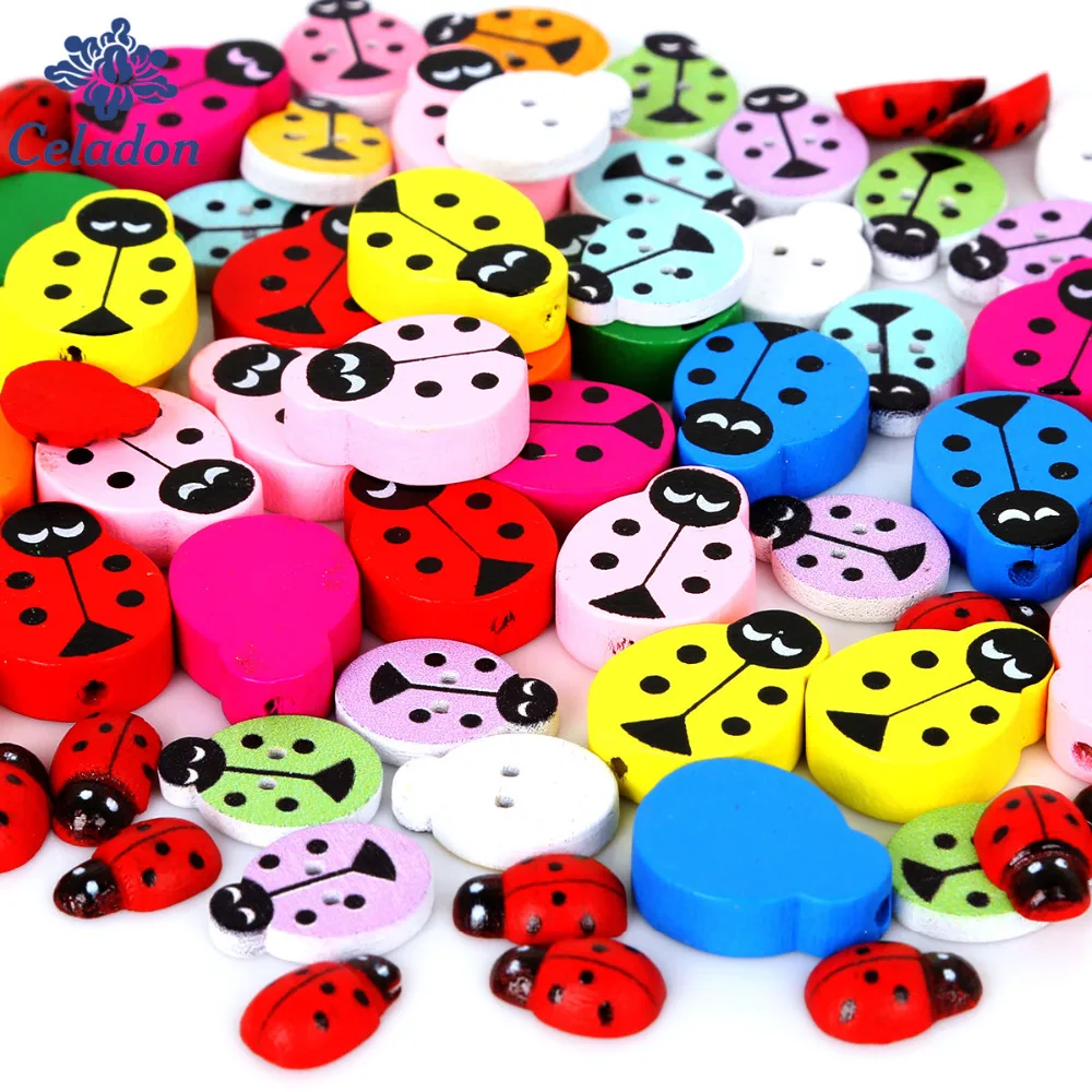 Разноцветные красные/разные цвета в случайном порядке деревянные швейные кнопки