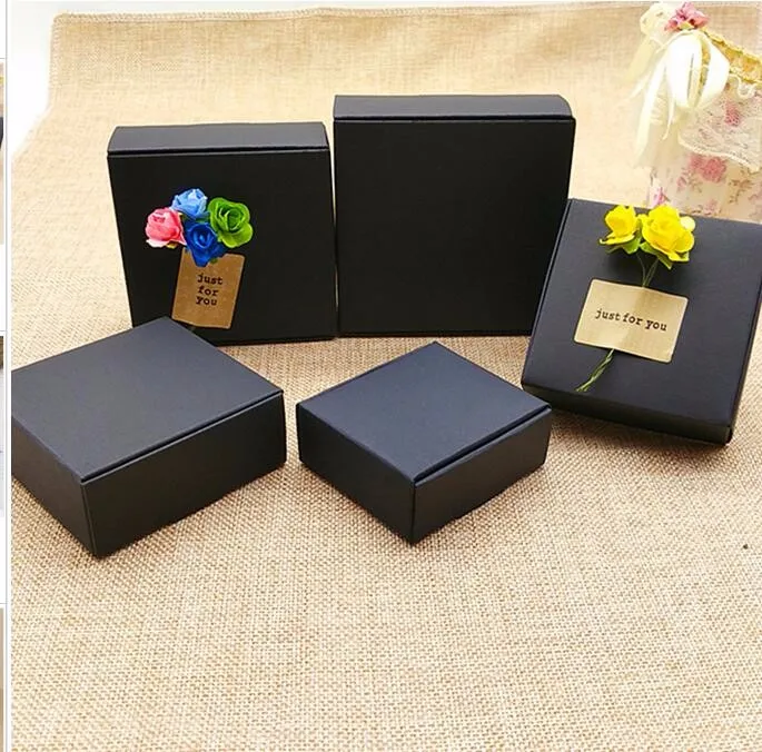 5 шт. 9.5X9.5X3cm белая маленькая Коробка для мыла черная коробка упаковки крафт бумаги