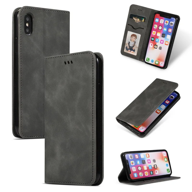 Магнитный Флип-бумажник из натуральной кожи чехол для iPhone 7 X XR 8 Plus 6s 6 Ретро Чехол-держатель для карт iPhone Xs Max X XR чехлы для телефонов