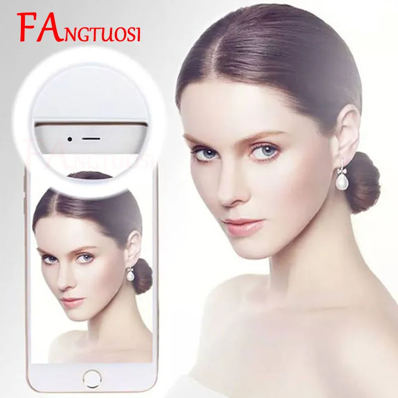 FANGTUOSI New USB Charge Selfie Flash Portable Led Ring Light Night Enhancing Photography Smartphone selfie ring light Clip