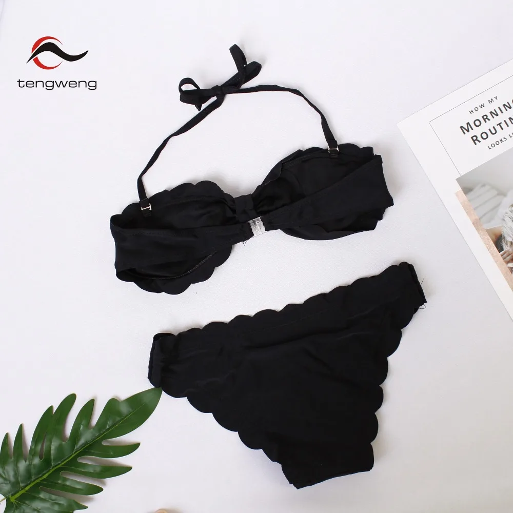 2018 Сексуальная бандо волна из двух частей для женщин бикини большой размеры