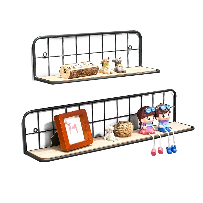 

Multifunction Wooden Iron Wall Shelf Wall Mounted Storage Rack Home Decoration Organizer, Craft Storage Shelf