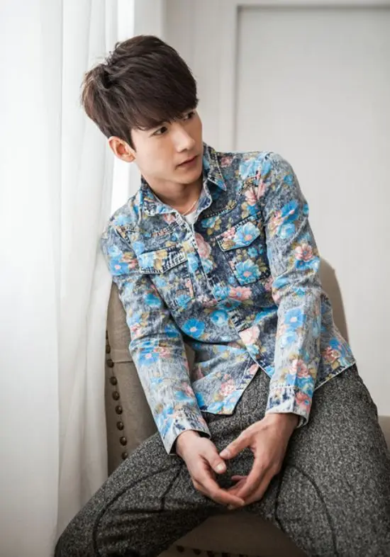 men fashion han edition flower shirt washed denim long sleeve shirts | Мужская одежда
