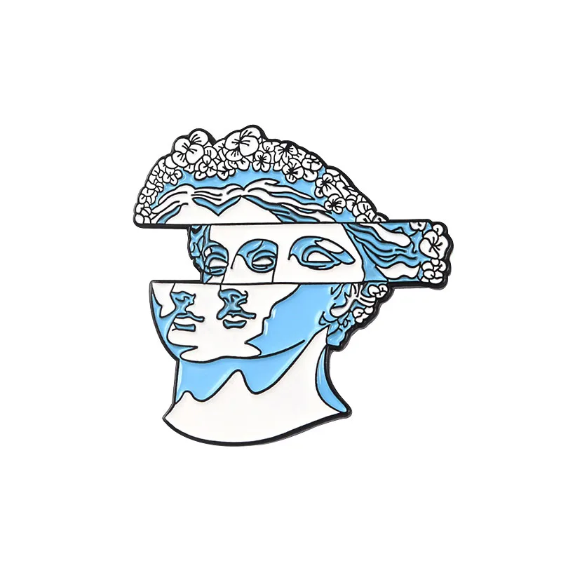Style 1 Cartoon characters Art Style of Abstract Space Brooches Pins Distortion dislocation Gypsum sculpture badge Enamel Jewelry Gift - Окраска металла: Style 1