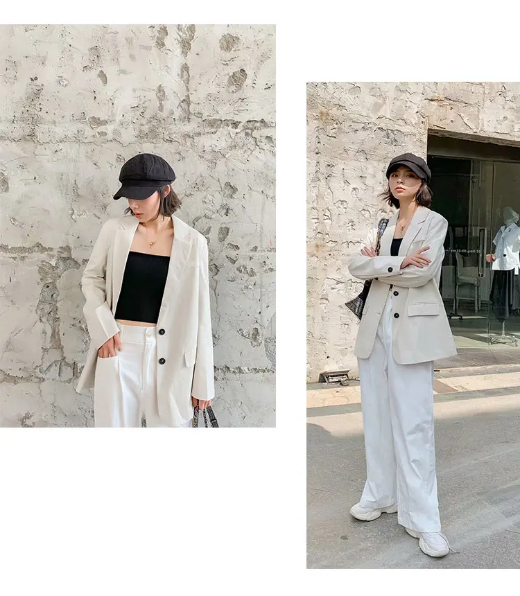 Autumn New Sale Cthink Linen Blazer Women Fashion Long Sleeve Good Quality Beige Suit Coat For Woman Stylish OL Casual Suits