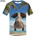 Мужская футболка с принтом слона KYKU, Повседневная футболка с принтом дерева, лето