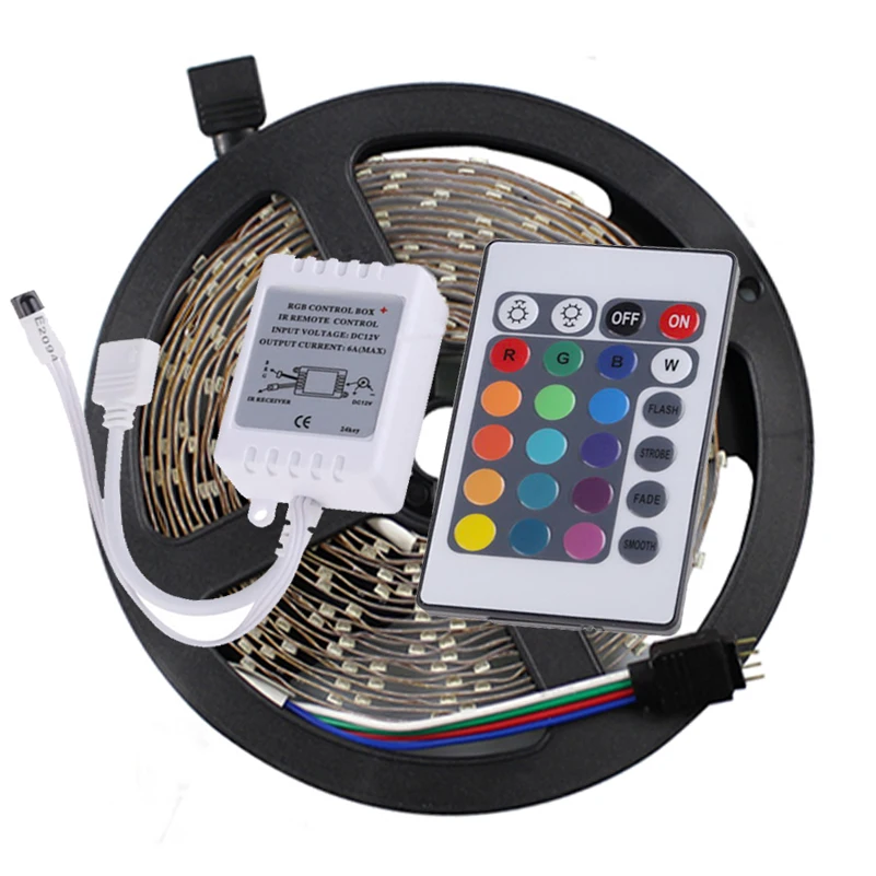 Светодиодная лента 5 м RGB 3528 SMD с 24-кнопочным ИК-пультом дистанционного управления