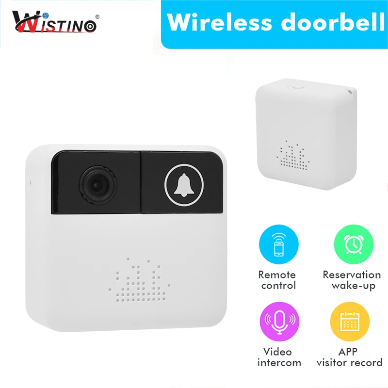 Wistino WiFi Doorbell Intercom HD 720P Camera Recorder Door Bell Wireless Video Night Vision Two-Way Audio Remote Control | Безопасность