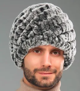 grey Новинка, Мужская меховая шапка, натуральный мех кролика Рекс, русские шапки-ушанки, зимние толстые теплые модные шапки с ушками, Новое поступление, F-600 - Цвет: grey