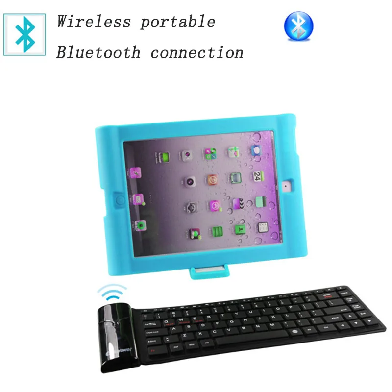 Basix 2.4G Wireless Folding Keyboard Soft Silicone Bluetooth Mini with USB Receiver for Tablet Computer Keypad | Компьютеры и офис