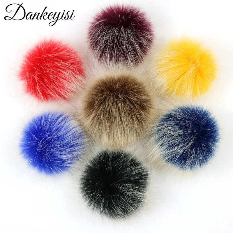 Помпоны из искусственного лисьего меха для вязаных шапок сумок обуви