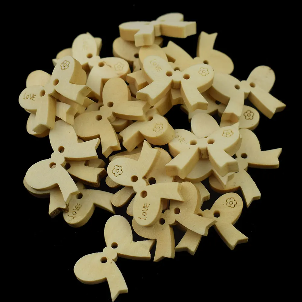 100 шт. Мультяшные деревянные пуговицы 2 отверстия деревянная кнопка узор в виде