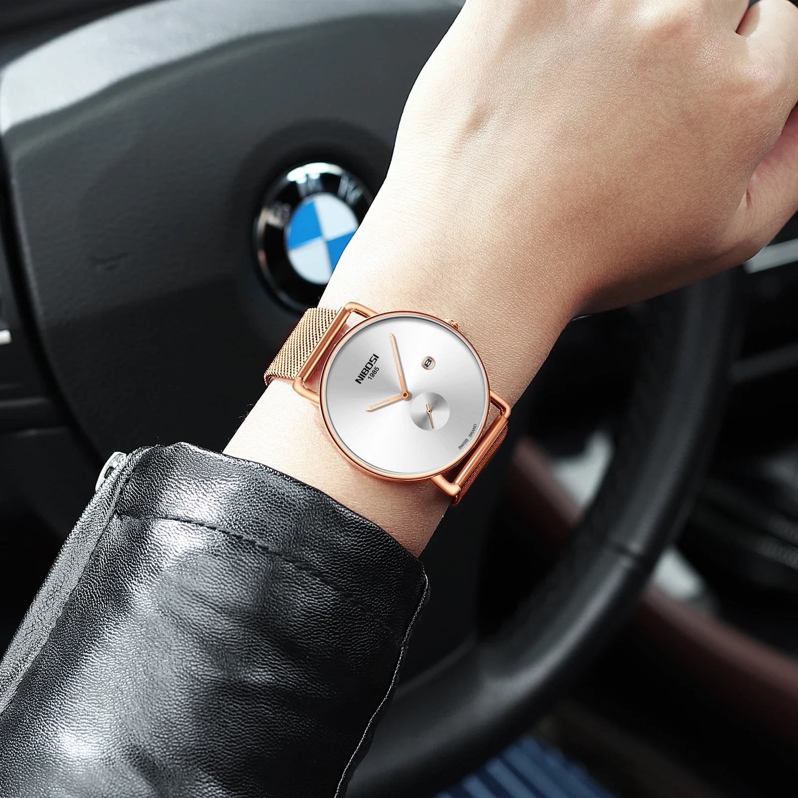 

NIBOSI Couple Watch Fashion Stainless Steel Mesh Lovers Simple Casual Watches Men Unisex Gifts Luminous Couple Watches New 2019