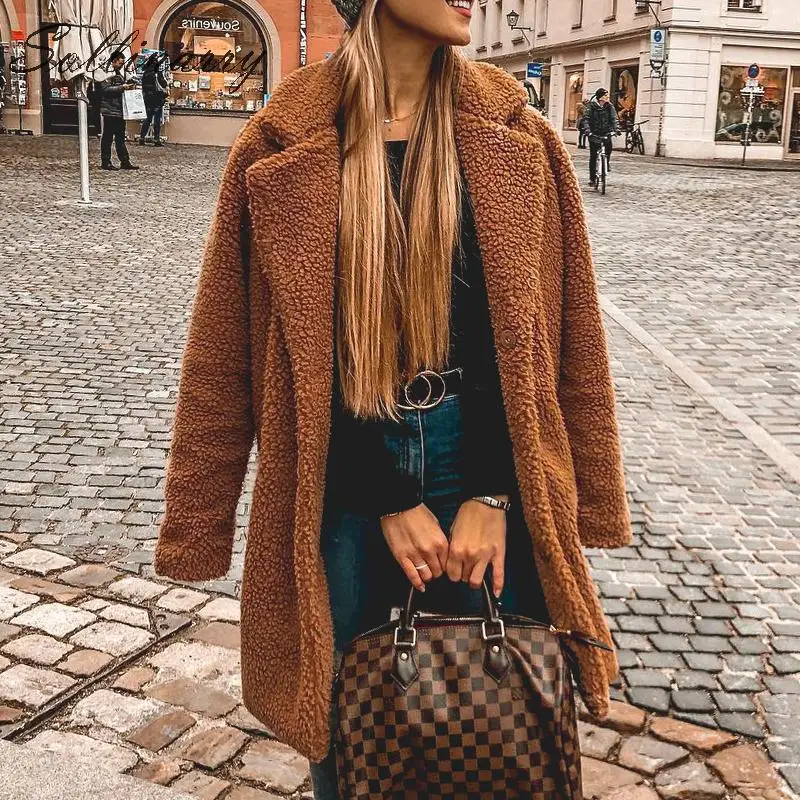 Sollinarry High Street Женское пальто с длинным рукавом из искусственного меха зимняя