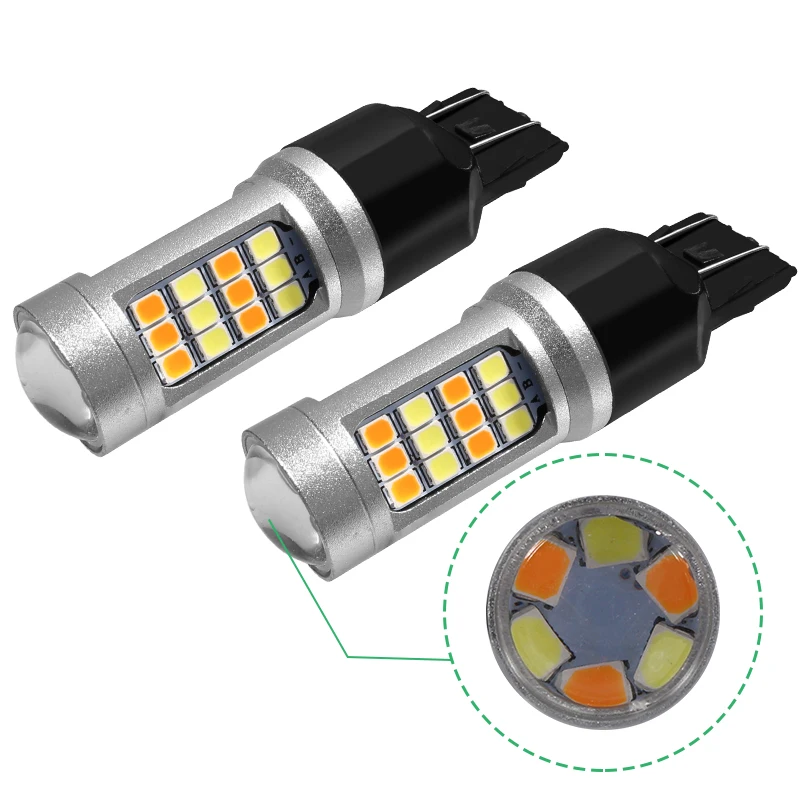 YCCPAUTO 2 шт. 1157 BAY15D T25 T20 светодиодный светильник P21/5 Вт P27/7 Вт W21/5 Вт двухцветный светильник, белый, желтый, Автомобильный светодиодный светильник для парковки
