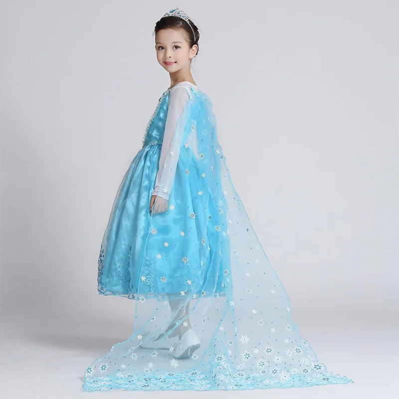 Girls Elsa Dress Kids Halloween Princess Costume Snow Queen Children Elza Wig Carnival Party Cosplay Clothing | Детская одежда и