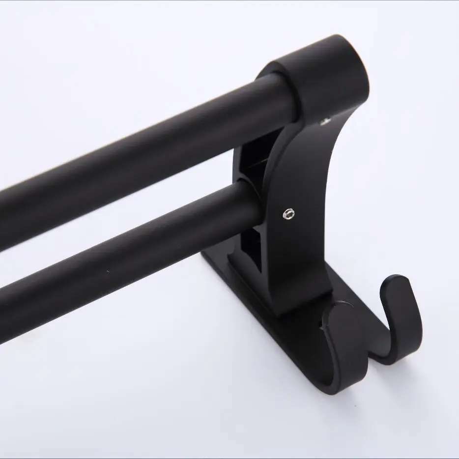 european design new style black double rod bathroom hardware pendant double rod towel rack kitchen bathroom accessories 999sg free global shipping