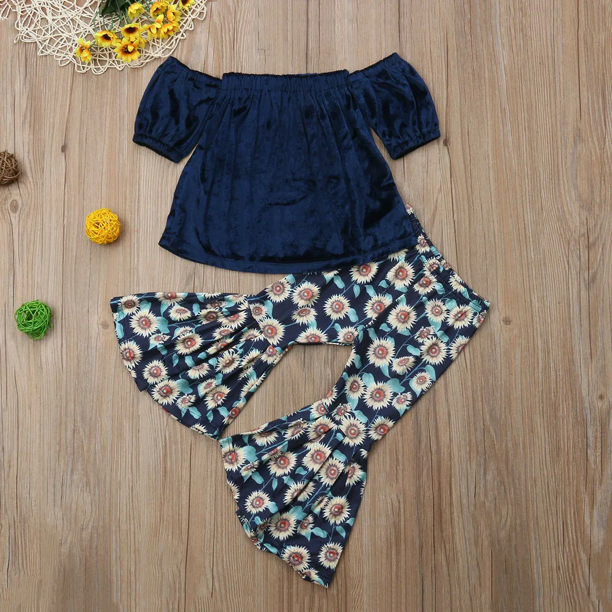 Одежда для маленьких девочек бархатная со спущенным плечом Топ с длинным низом