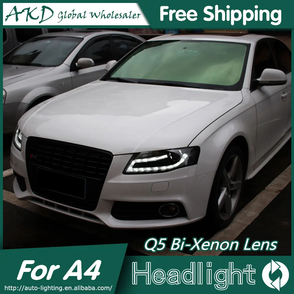AKD Автомобиль Стайлинг для Audi A4 B8 фары 2009-2012 A4L светодиодный светодиодные дневные ходовые огни на передних фарах Биксеноновые линзы дальнего ближнего света парковки