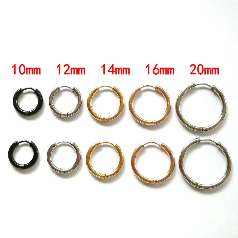 5 цветов 6 размеров партия серьги кольца из нержавеющей стали цвета розового