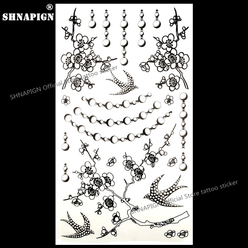 SHNAPIGN Swallow Pearl Временные татуировки боди арт рука флэш тату стикер s 17*10 см